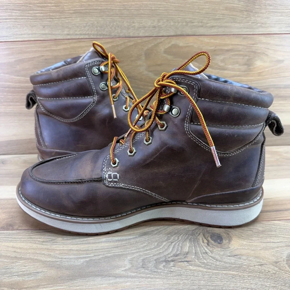 LL BEAN Stonington Moc Toe Boots Mens 11 M Brown Leather Wedge Casual Everyday